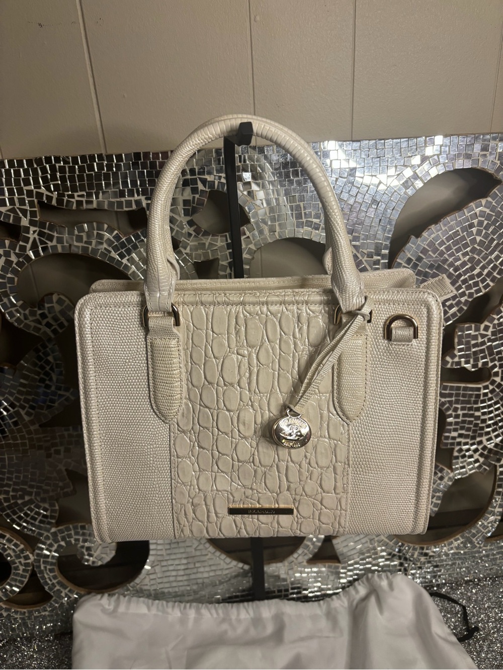 ⭐️Brahmin Cami Sea Salt White Carman Leather Satchel - Picture 10 of 12
